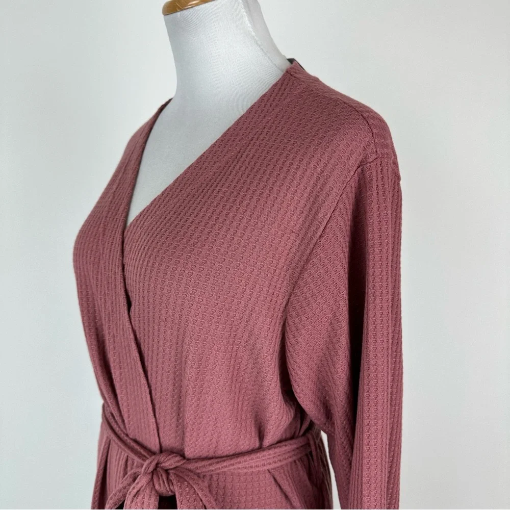 Alexander Del Rossa Mauve Short Waffle Texture Robe Size XL - Picture 7 of 10